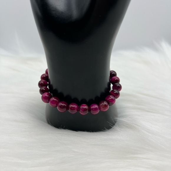 New 8mm Pink Tiger Eye Bracelet - Picture 3 of 4
